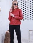Women's Trendy Faux Leather Jacket Moto Short Jacket Fashion PU Jacket Coat