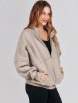 ANRABESS Women’s Half Zip Sweatshirts 2023 Fall Oversized Pullover Top Quarter Zip Fleece Long Sleeve Hoodies Winter Outfits Trendy Clothes Top 1095kafeihui-L Light Brown