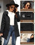 Xukk Winter Jacket for Women Sherpa Fleece Lined Hooded Coats Fashion Horn Button Thick Warm Casual Outerwear with Pockets(Black,M)