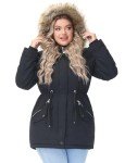 Royal Matrix Women's Winter Coats Fleece Lined Parka Jacket Hooded Long Winter Warm Parka Coat with Pockets (Black Upgrade, 20)