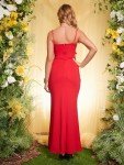 Elegant Red Maxi Evening Dress with Slit