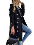 IDEALSANXUN Womens Fall Winter Wool Coats Double Breasted Midi Peacoat Trench Coats, Black 01, Medium