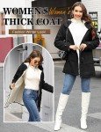 Xukk Winter Jacket for Women Sherpa Fleece Lined Hooded Coats Fashion Horn Button Thick Warm Casual Outerwear with Pockets(Black,M)