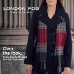 London Fog Women's Double Breasted Peacoat with Scarf, Black, L