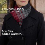 London Fog Women's Double Breasted Peacoat with Scarf, Black, L