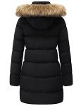 WenVen Women's Winter Puffy Puffer Coats Parka Jacket with Fur Hood (Black, M)
