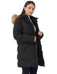 WenVen Women's Winter Puffy Puffer Coats Parka Jacket with Fur Hood (Black, M)