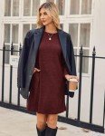 Cozy Burgundy Long Sleeve Sweater Dress for Women