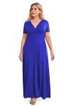 Royal Blue Plus Size V-Neck Maxi Dress