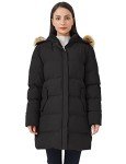 WenVen Women's Winter Puffy Puffer Coats Parka Jacket with Fur Hood (Black, M)