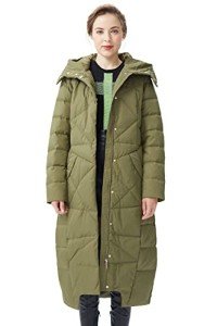 Orolay Women's Puffer Down Coat Winter Maxi Jacket with Hood Green M