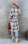 Womens Casual Long Winter Coats Button Up Flannel Jacket Wool Blend Plaid Shaket
