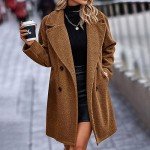 Sales Today Clearance Trench Coat for Women Winter Wool Coat Elegant Notch Lapel Long Pea Coat Warm Double Breasted Overcoat with Pocket