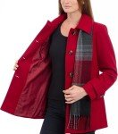 LONDON FOG Women's Single-Breasted Wool Blend Coat with Scarf, Red, Large