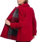 LONDON FOG Women's Single-Breasted Wool Blend Coat with Scarf, Red, Large