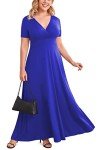 Royal Blue Plus Size V-Neck Maxi Dress