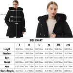 MOERDENG Women's Long Winter Down Coat Thicken Fleece Lined Parka Warm Puffer Jacket With Faux Fur Detachable Hood