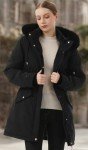 MOERDENG Women's Long Winter Down Coat Thicken Fleece Lined Parka Warm Puffer Jacket With Faux Fur Detachable Hood