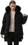 GIMECEN Women's Warm Winter Coat Waterproof Hooded Down Jacket Thicken Fleece Lined Parka With Removable Faux Fur Trim