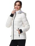Another Choice Women Winter Down Puffer Jacket, Hooded Women Winter Down Jacket Quilted Puffer Coat with Faux-Fur Hood and Collar(White,XX-Large)
