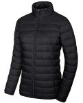 MAGCOMSEN Packable Jackets Women Quilted Puffer Coat Casual Stand-Collar Winter Warm Outerwear, Black L