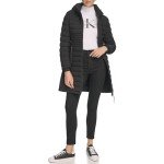 Calvin Klein Womens Long Light-weight Puffer Jacket, Light-weight Black, X-Large