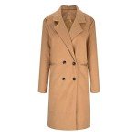 Astreeas Pea Coats for Women Double Breasted Mid Length Wool Coats Casual Lapel Collar Overcoat Winter Long Trench Coats, 01 Khaki, Medium