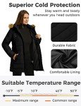 Wantdo Women's Winter Jacket Heavy Long Coat Winter Parka Hooded Bubble Coat Black M