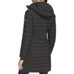 Calvin Klein Womens Long Light-weight Puffer Jacket, Light-weight Black, X-Large