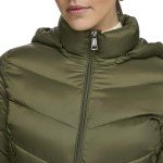 Calvin Klein Women's Light-Weight Hooded Puffer Jacket, Light-weight Military, Large