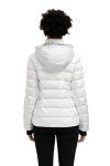 SLOW DOWN Women Midweight Down Puffer Jacket, Warm Hooded Winter Down Jacket for Women with Faux-Fur Hood & Collar (White, XXL)