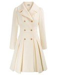 GRACE KARIN Long Trench Coat for Women Lapel Double Breasted A Line Wool Jacket White 2XL