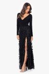 Xscape Women's Floral V-Neck Gown, Black