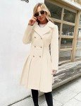 GRACE KARIN Long Trench Coat for Women Lapel Double Breasted A Line Wool Jacket White 2XL