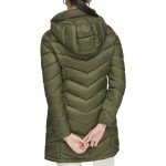 Calvin Klein Women's Light-Weight Hooded Puffer Jacket, Light-weight Military, Large
