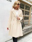 GRACE KARIN Long Trench Coat for Women Lapel Double Breasted A Line Wool Jacket White 2XL
