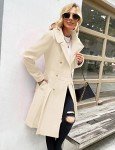 GRACE KARIN Long Trench Coat for Women Lapel Double Breasted A Line Wool Jacket White 2XL