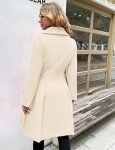 GRACE KARIN Long Trench Coat for Women Lapel Double Breasted A Line Wool Jacket White 2XL