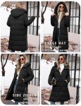 HEEKPEK Women's Winter Down Jacket Long Puffer Coats Mid-Length Warm Windproof Quilted Jackets Hooded Padded with Side Zipper(Black,XL)