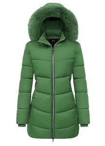 MOERDENG Women's Winter Windproof Warm Down Coats Waterproof Thicken Hooded fashions Puffer Jacket Green 06-XL