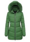 MOERDENG Women's Winter Windproof Warm Down Coats Waterproof Thicken Hooded fashions Puffer Jacket Green 06-XL