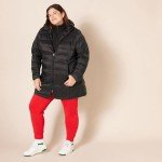 Amazon Essentials Women's Lightweight Long-Sleeve Full-Zip Water-Resistant Packable Hooded Puffer Coat, Black, X-Large