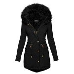Winter Coats for Women 2024 Plus Size Parka Jackets with Fur Hood Zipper Buttons Thicken Overcoats with Pockets