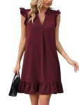 Famulily Women's Summer Mini A-line Sundress - Wine Red