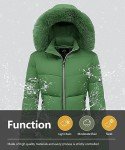 MOERDENG Women's Winter Windproof Warm Down Coats Waterproof Thicken Hooded fashions Puffer Jacket Green 06-XL