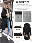 HEEKPEK Women's Winter Down Jacket Long Puffer Coats Mid-Length Warm Windproof Quilted Jackets Hooded Padded with Side Zipper(Black,XL)
