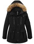 Wantdo Women's Plus Size Puffer Coat with Hood Water Resistant Long Winter Parka Jacket Black 4X