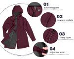 33,000ft Women's Softshell Long Jacket with Hood Fleece Lined Windproof Warm up Waterproof Windbreaker