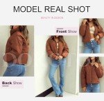 Dokotoo Womens Winter Coats Windbreaker Oversized Full Zipper Front Drawstring Hem Bomber Puffer Jacket Baggy Short Down Coats for Women Warm Comfy Soft Outerwear with Pockets Medium Orange