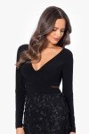 Xscape Women's Floral V-Neck Gown, Black